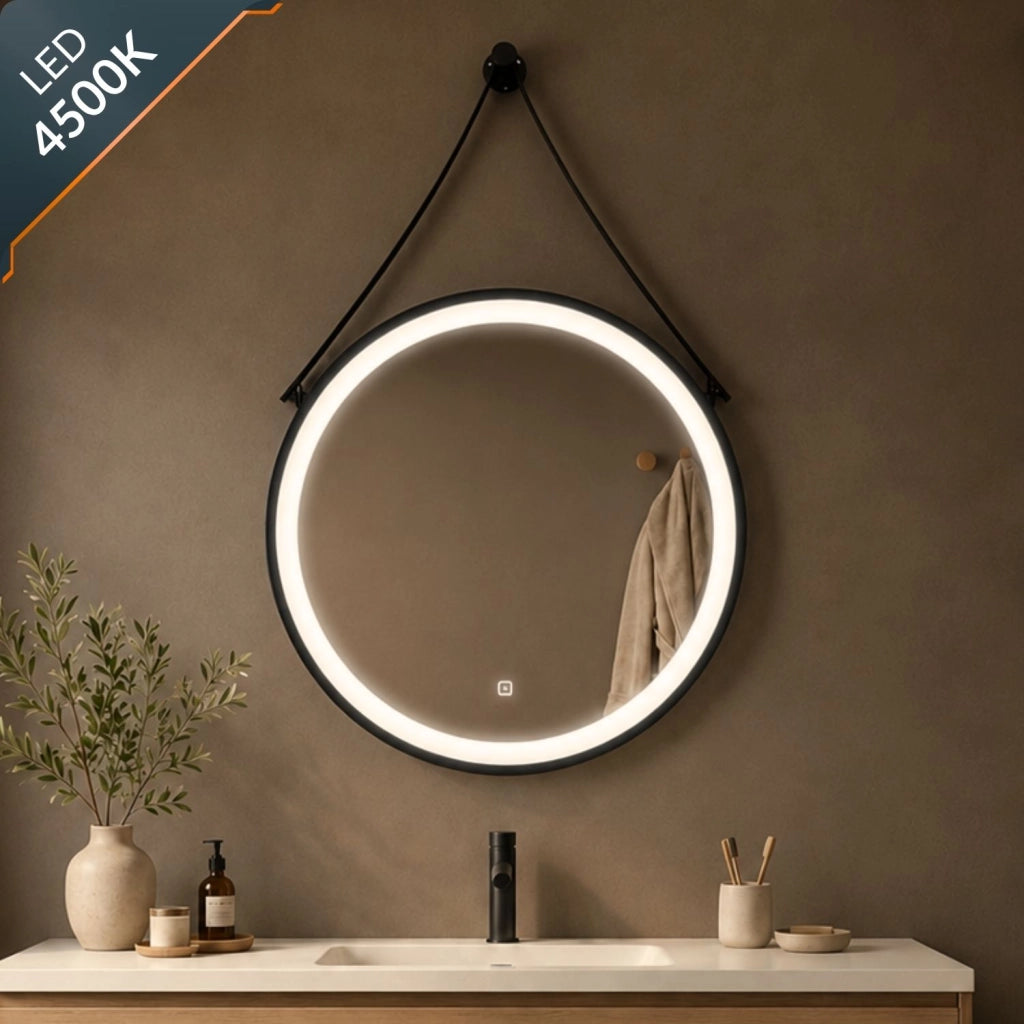 Specchio per ambienti bagni e zone benessere tondo retroilluminato led con interruttore touch *** misura Ø80, tonali...