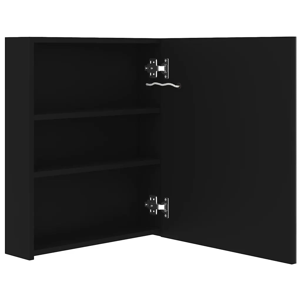 Armadietto a Specchio con LED-Mobile con specchio Nero 50x14x60 cm in MDF