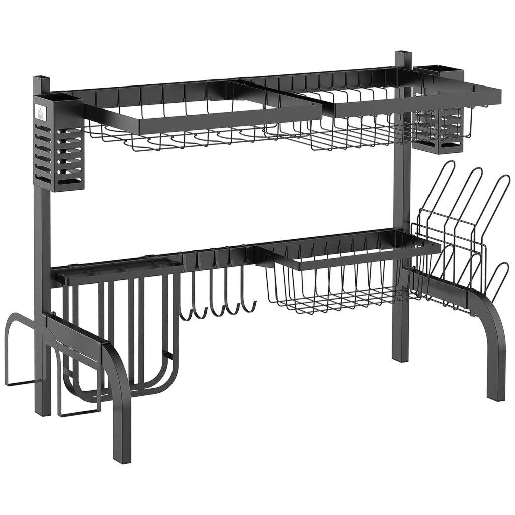 Scolapiatti a 2 Livelli ¨C Xylo ¨C Acciaio Nero 65x31.5x52.5 cm