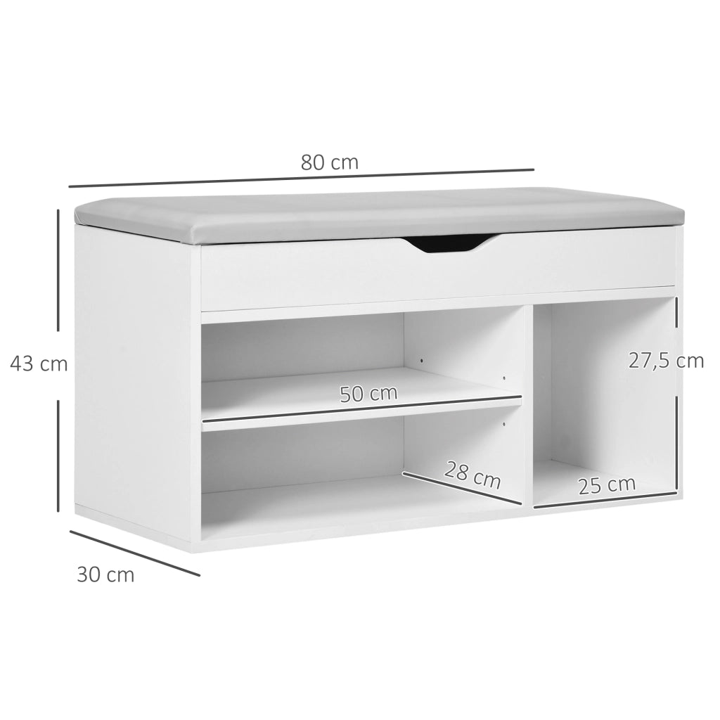 Panca Scarpe 2 Livelli con Cuscino e Ripiano ¨C zephmum ¨C Bianco