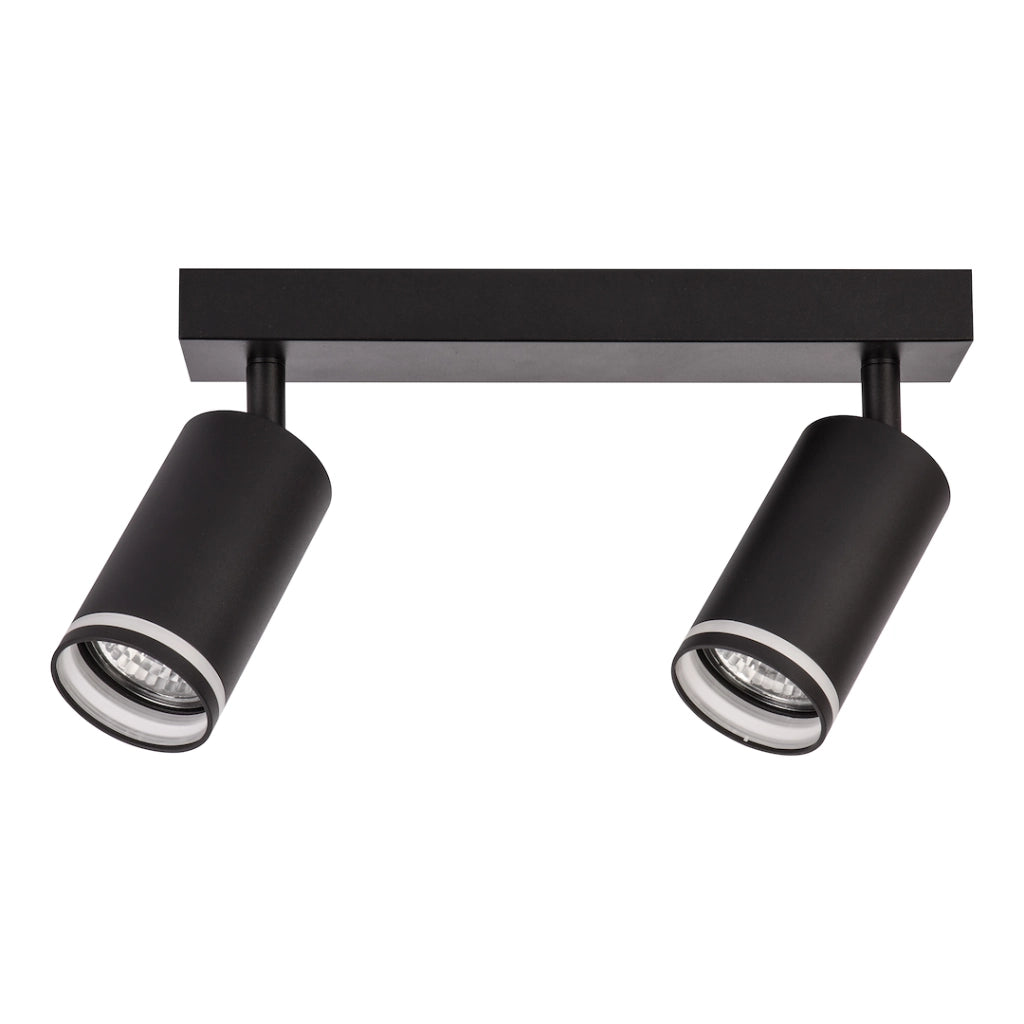 Plafoniera nera moderna a barra 2 spot GU10 Pipe Milagro