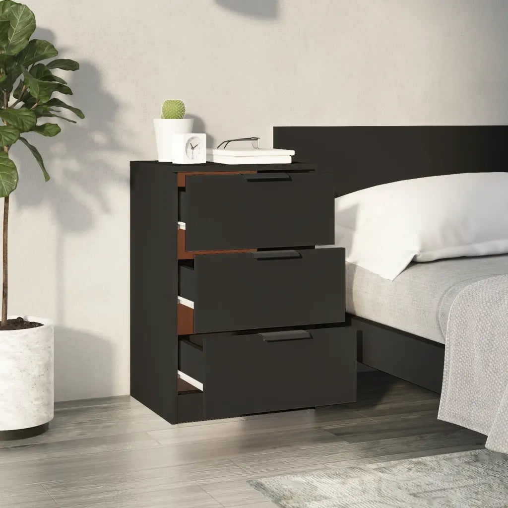 Set di 2 Comodini | Armadio da Notte | Mobiletto da notte Neri 40x36x65 cm