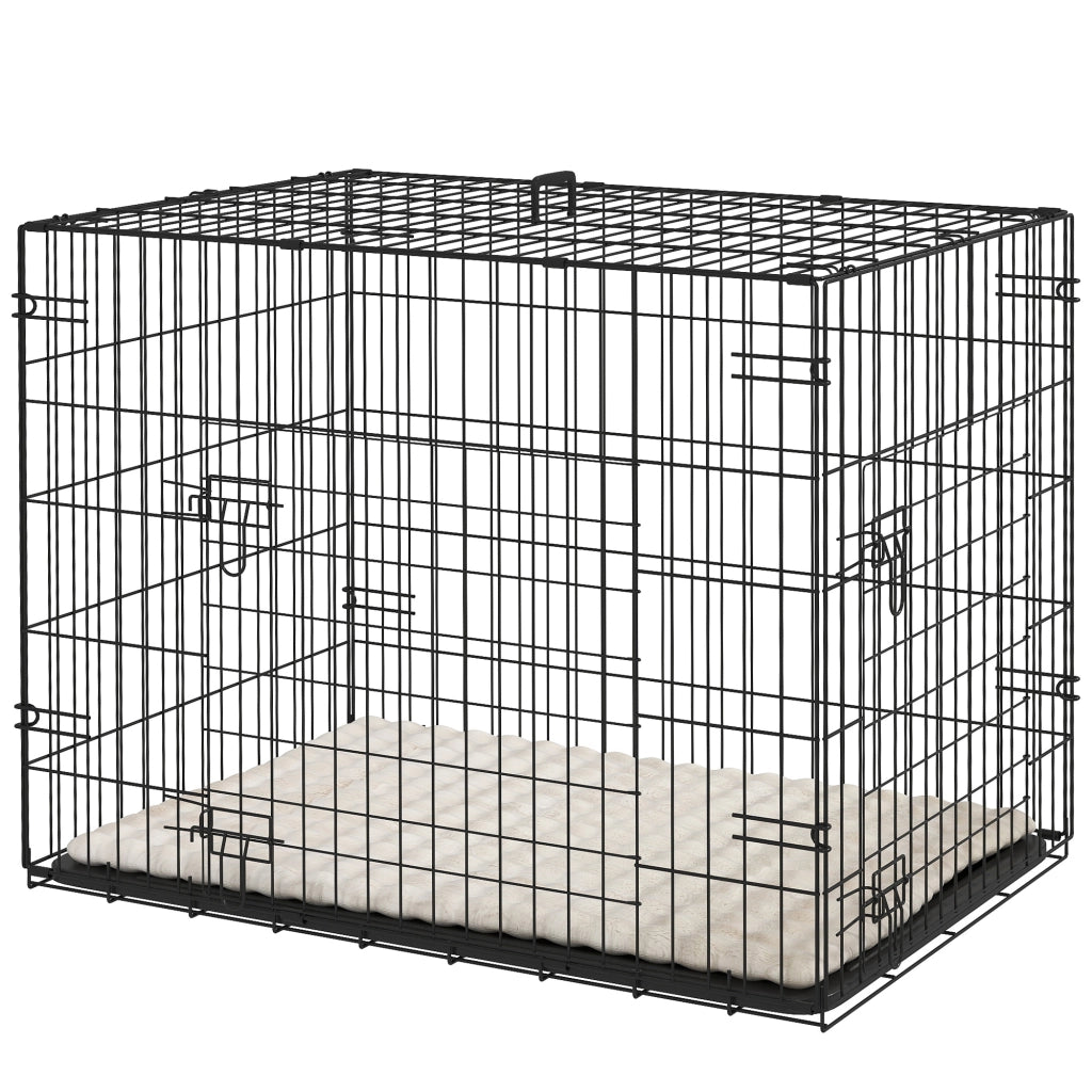 Cuccia per Cani Pieghevole con Cuscino ¨C Minimal ¨C 75x48,5x53 cm Nero e Beige