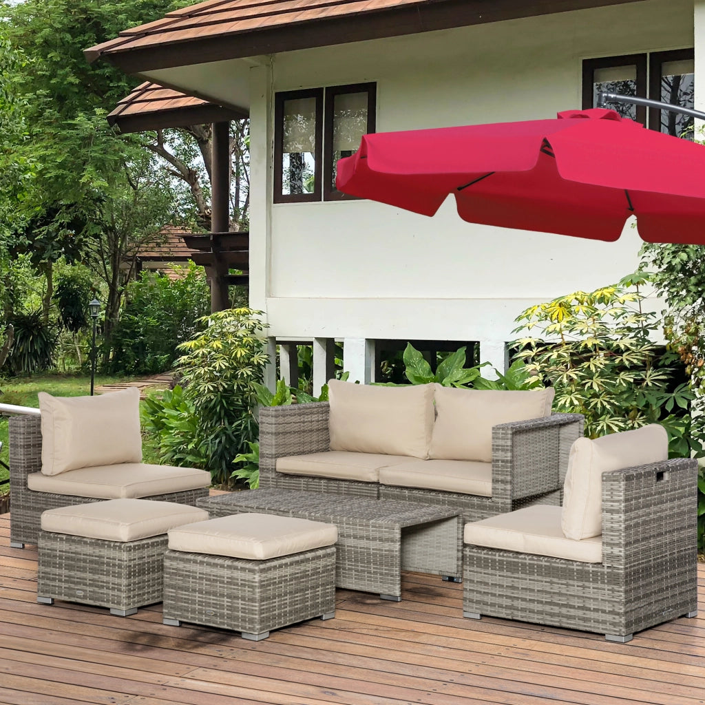 Set da Giardino 8 Pezzi in Rattan con Poltrone e Tavolini ¨C Minimal ¨C Beige