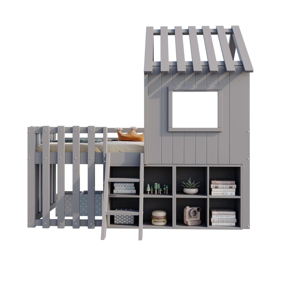 Letto casa bambini - Xylo - 90x200 cm legno grigio