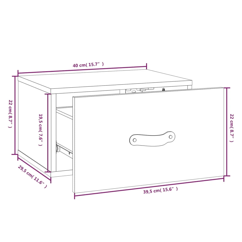 Comodini a Muro 2 pz Neri 40x29,5x22 cm 820995