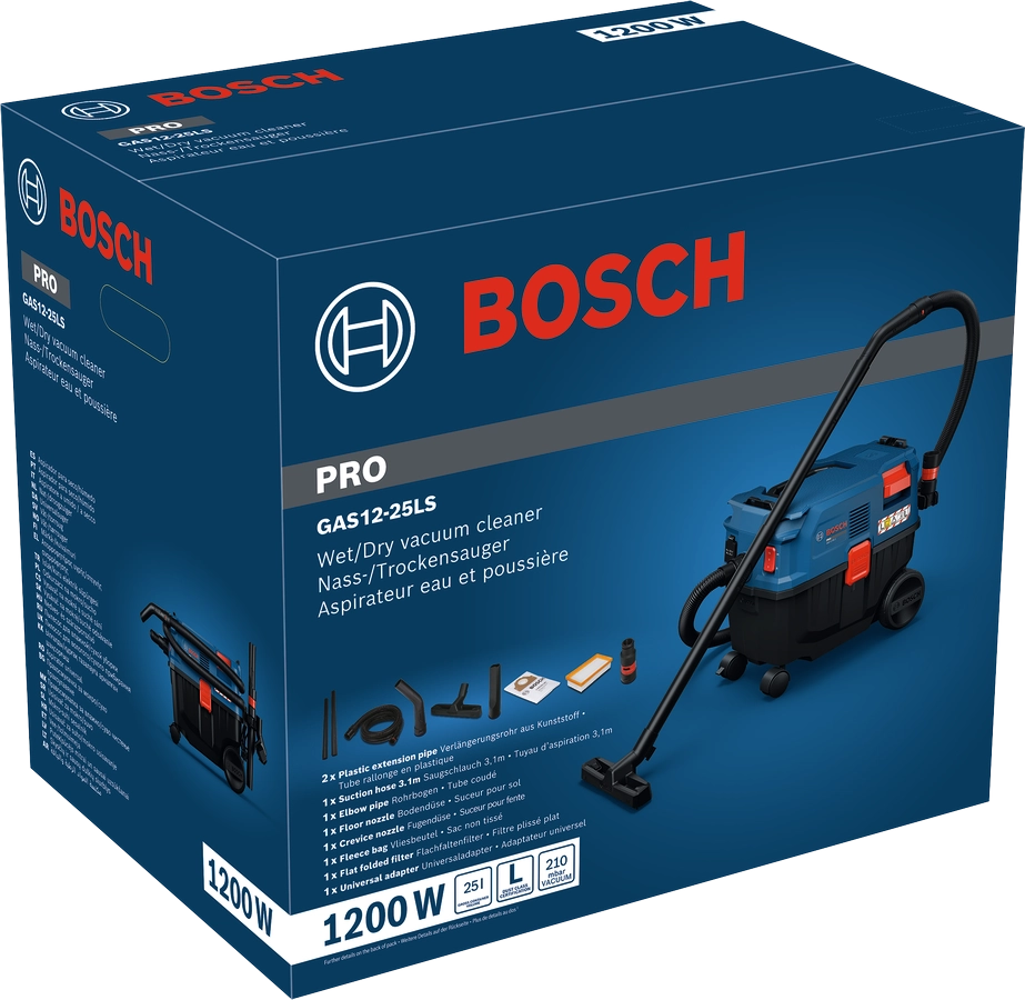 Aspiratore Bosch Professional GAS 12-25 LS 06019S3100 umido/secco classe L 1200W