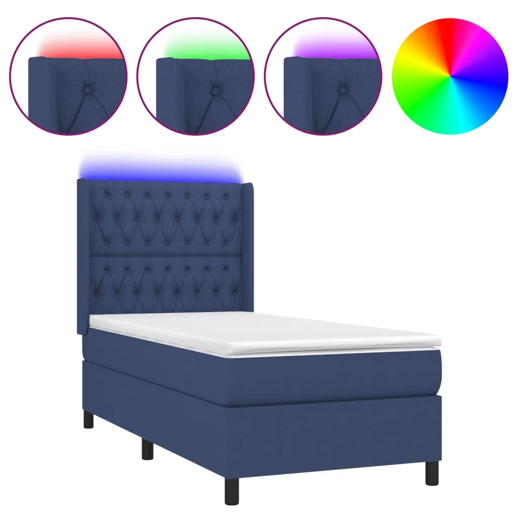 Letto a Molle con Materasso e LED Blu 80x200 cm in Tessuto 3138515
