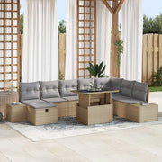 Set Divano da Giardino 9 pcs Beige polyrattan