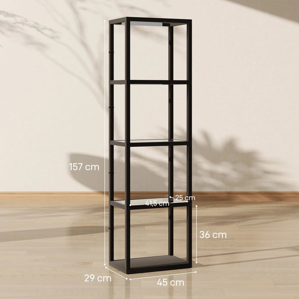 Lampada a LED con scaffale 4 livelli ¨C Minimal ¨C MDF nero 60x24x180