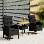 Set da Bistrot per Giardino 3 pz in Polyrattan Nero 3058549