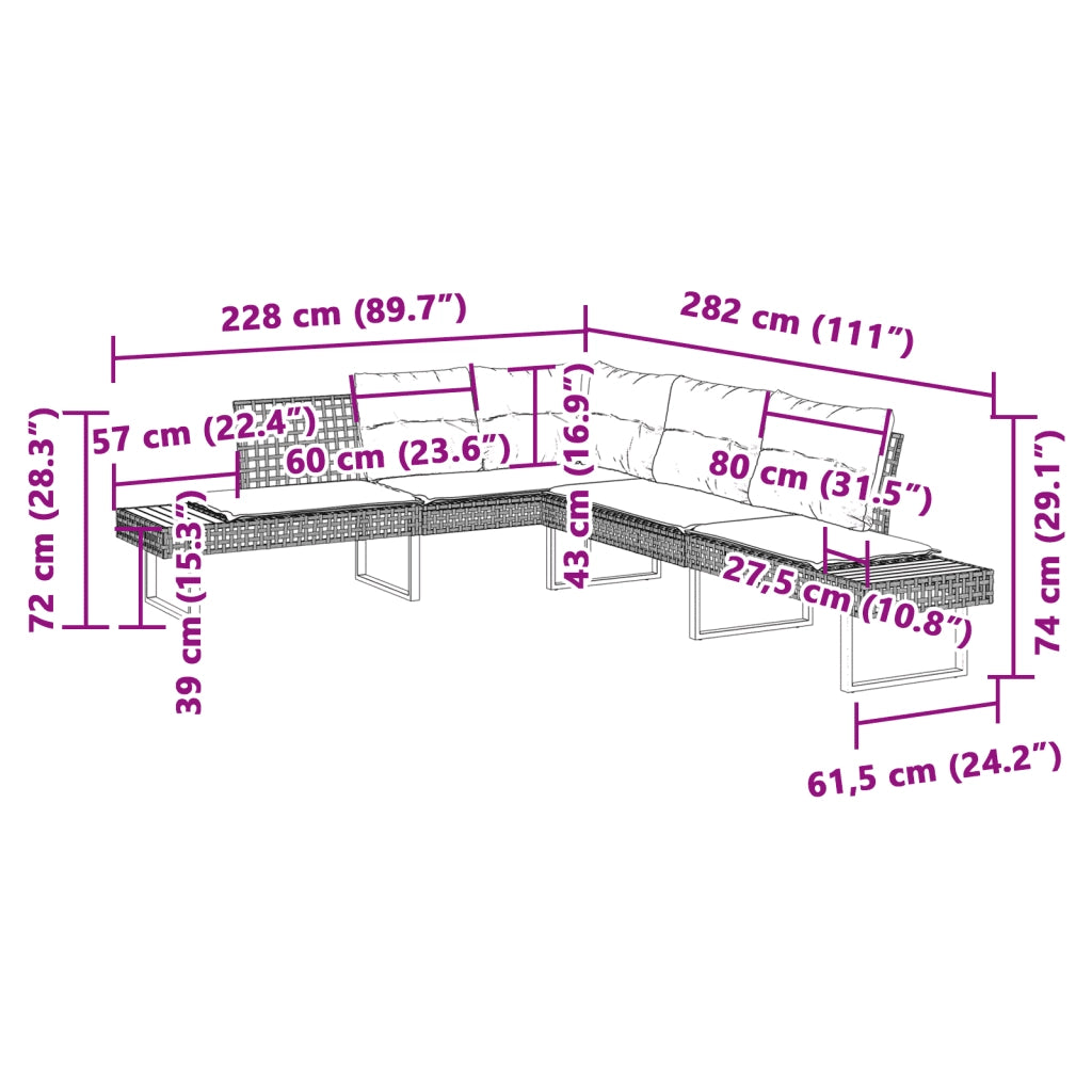 Set Divani da Giardino 2 pz con Cuscini Nero Polyrattan e Vetro 3277493