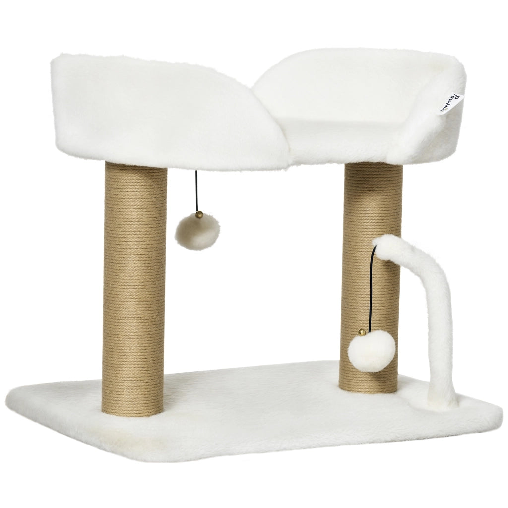 Tiragraffi per Gatti con Nido e Palline ¨C Minimal ¨C Bianco 48x38x42 cm