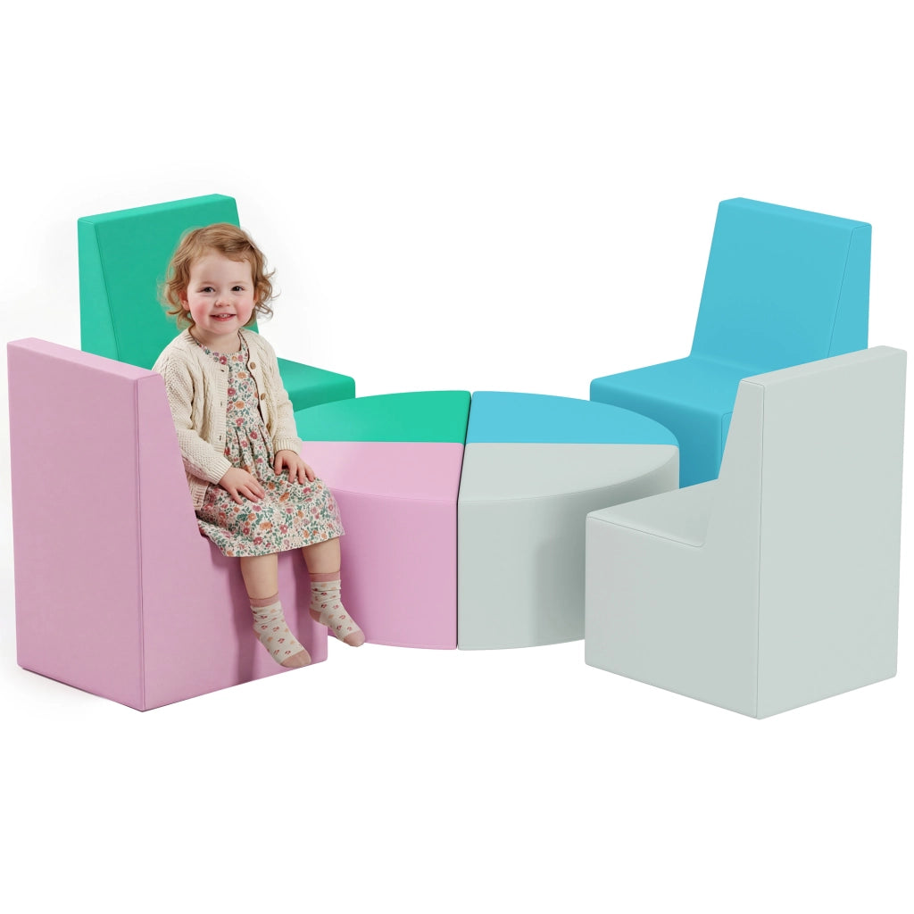 Set Motricit¨¤ Bambini 8 Pezzi ¨C Xylo ¨C Tavolo Sedie Moduli Morbidi Multicolore