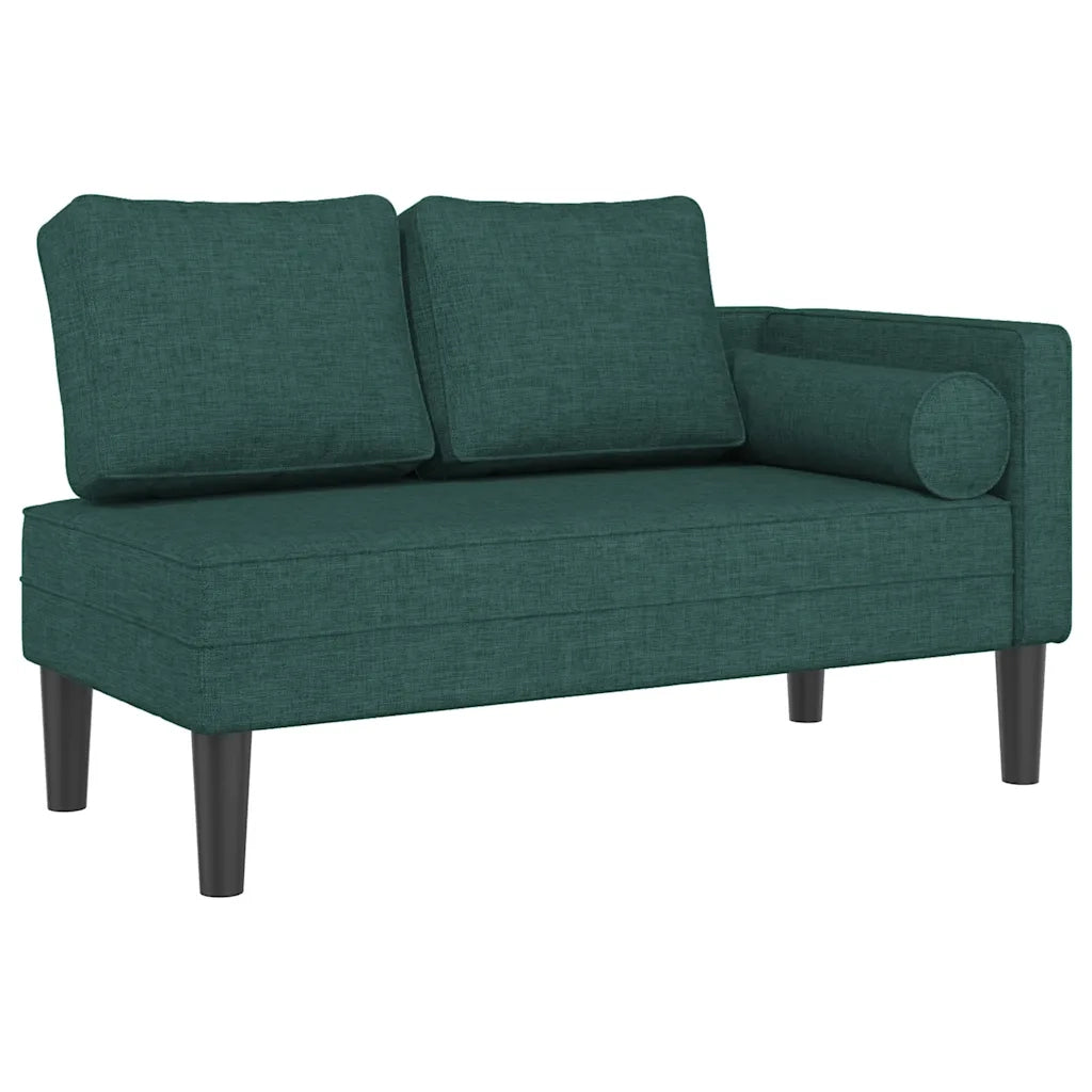Chaise Longue con Cuscini Verde Scuro in Tessuto 4007582
