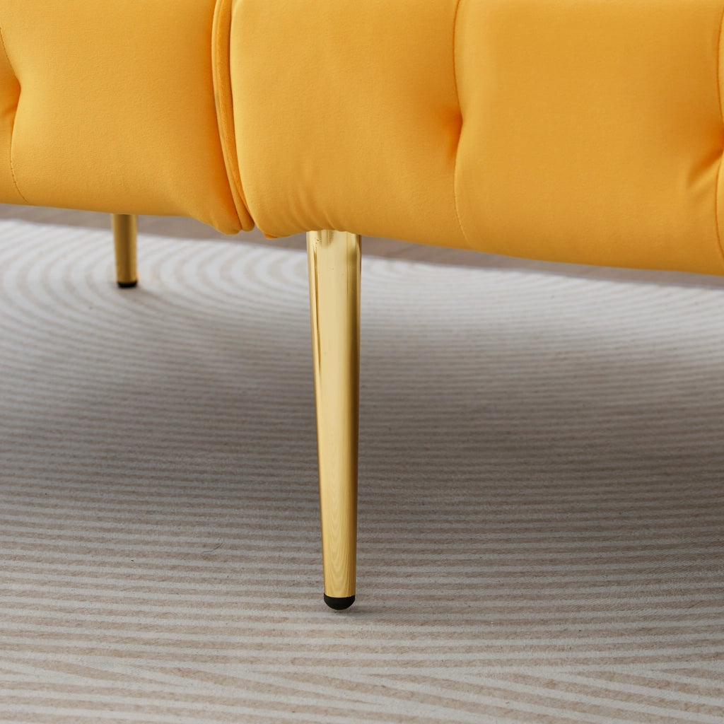 OKWISH Divano Letto 2 Posti, Schienali e Braccioli Regolabili, con Cuscini, Velluto ed Espanso, Giallo