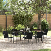 Set da Pranzo per Giardino 7 pcs Nero e Grigio Rattan in PE 3379056