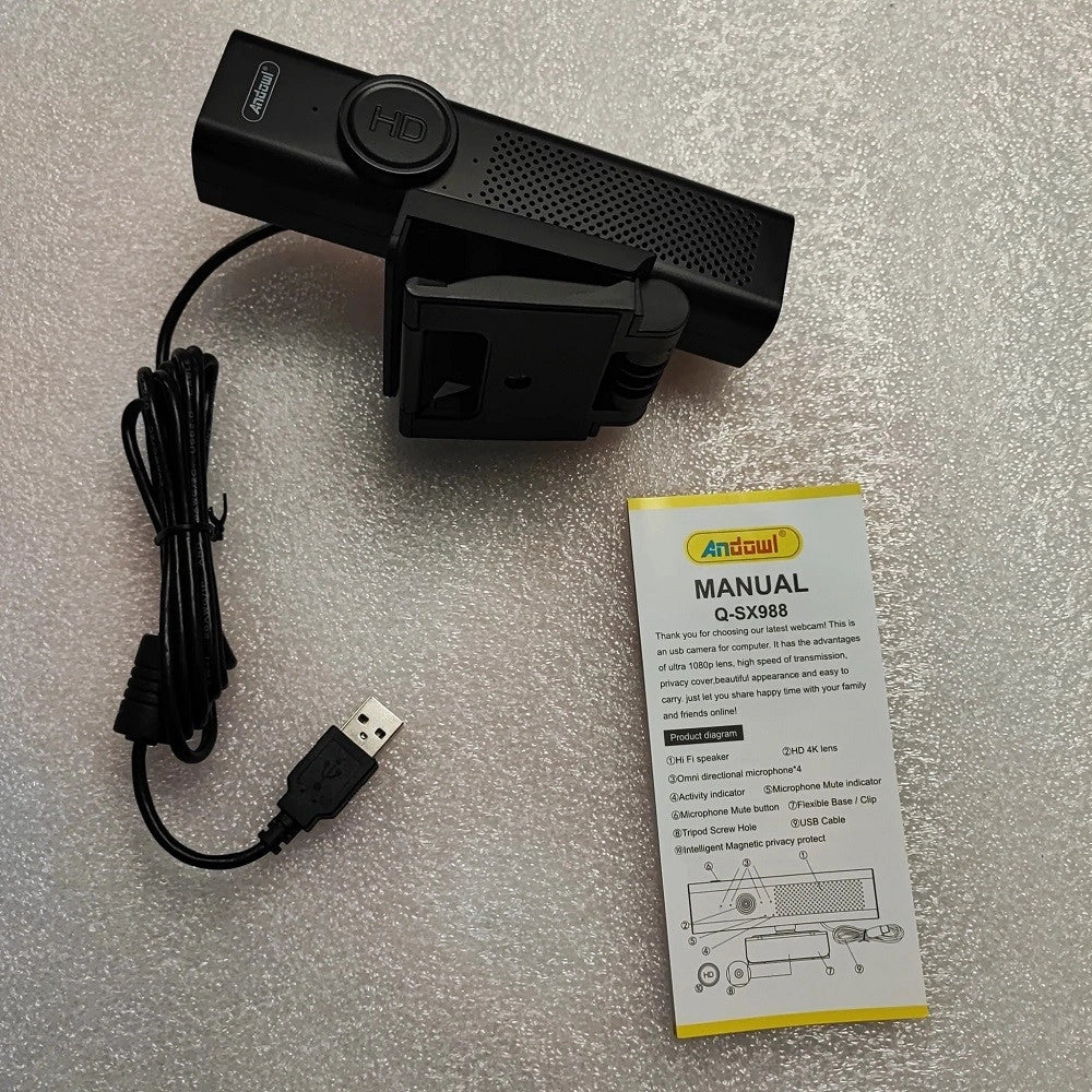 Trade Shop - Telecamera Video Per Conferenze Web 4k Ultra Hd 30fps Microfono Q-sx988 Laptop -
