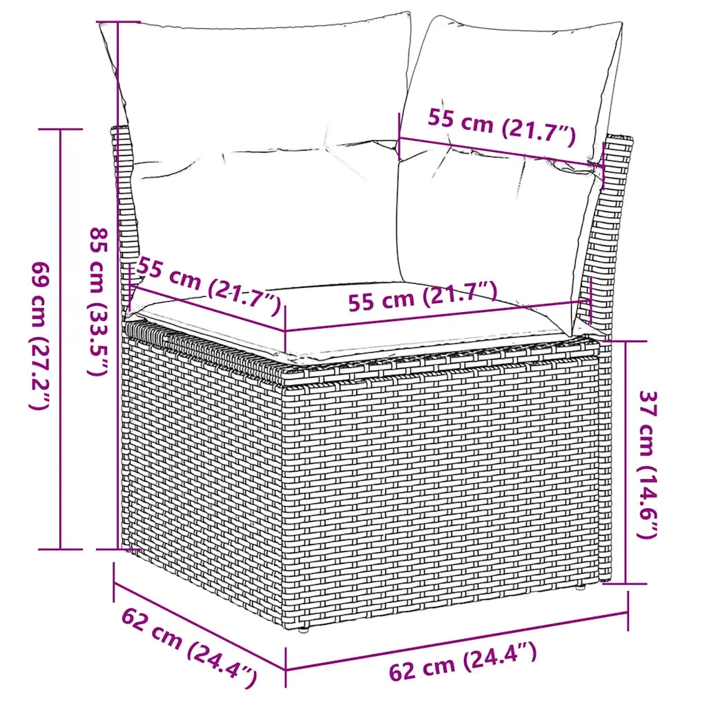 Set Divano da Giardino 5 pz con Cuscini Marrone in Polyrattan 3220152