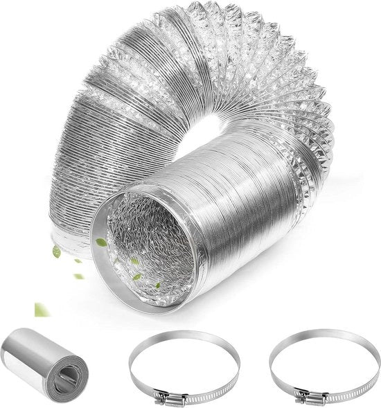 Impianto di Scarico per Aria Condizionata Set di 4 - Tubi di Scarico Ø100mm x 3M in Alluminio a Doppia Lama - Nastro di Fissaggio Ventilatore di Aspirazione asciugacapelli
