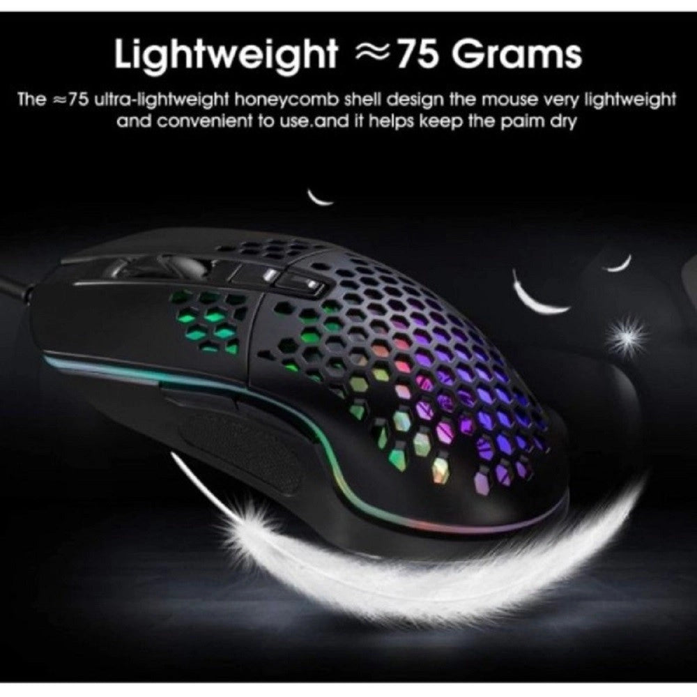 Trade Shop - Mouse Da Gioco Cablato Usb Macro Definition 7 Tasti Programmabile Luce Rgb Qm1 -