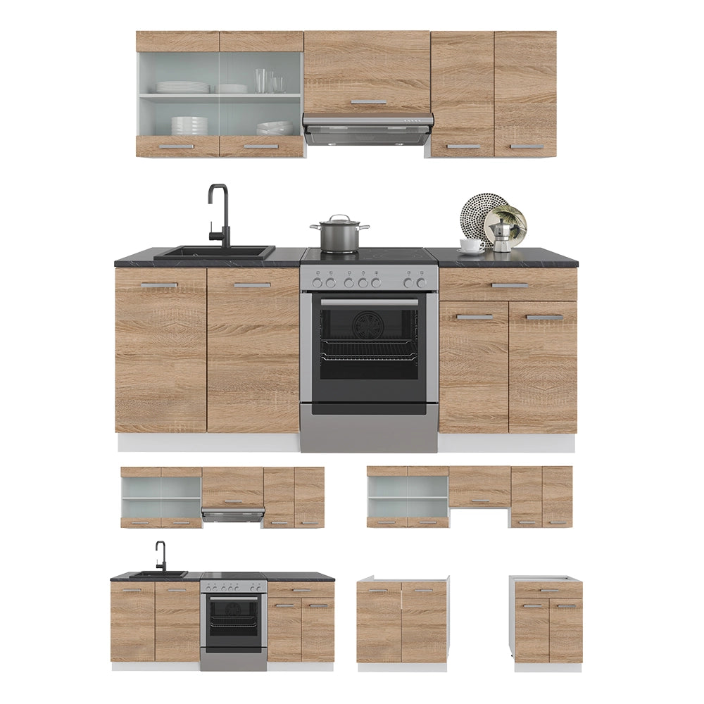 Vicco Cucina componibile Sonoma/Bianco 200 cm , PL Antracite