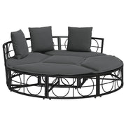 Lettino Prendisole | Sdraio da giardino | Lettino da sole Esterno senza Tetto Nero in Polyrattan