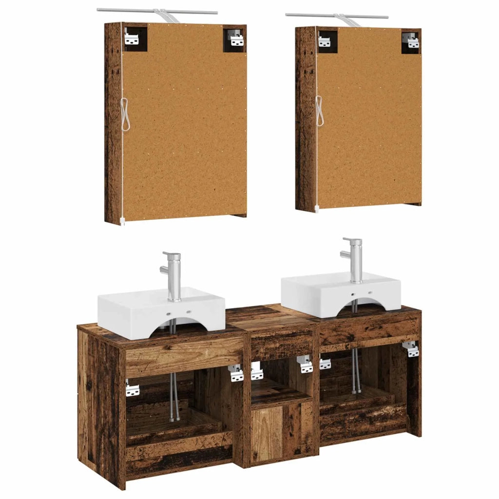 Set di mobili per il bagno 5 pz Legno antico 3406797