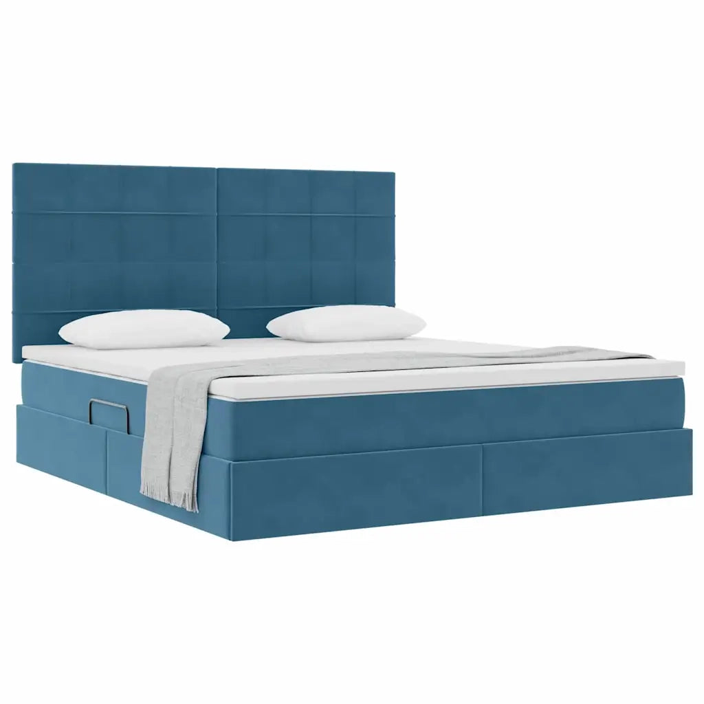 Letto con contenitore e materasso Blu Scuro 160 x 200 cm 3372043