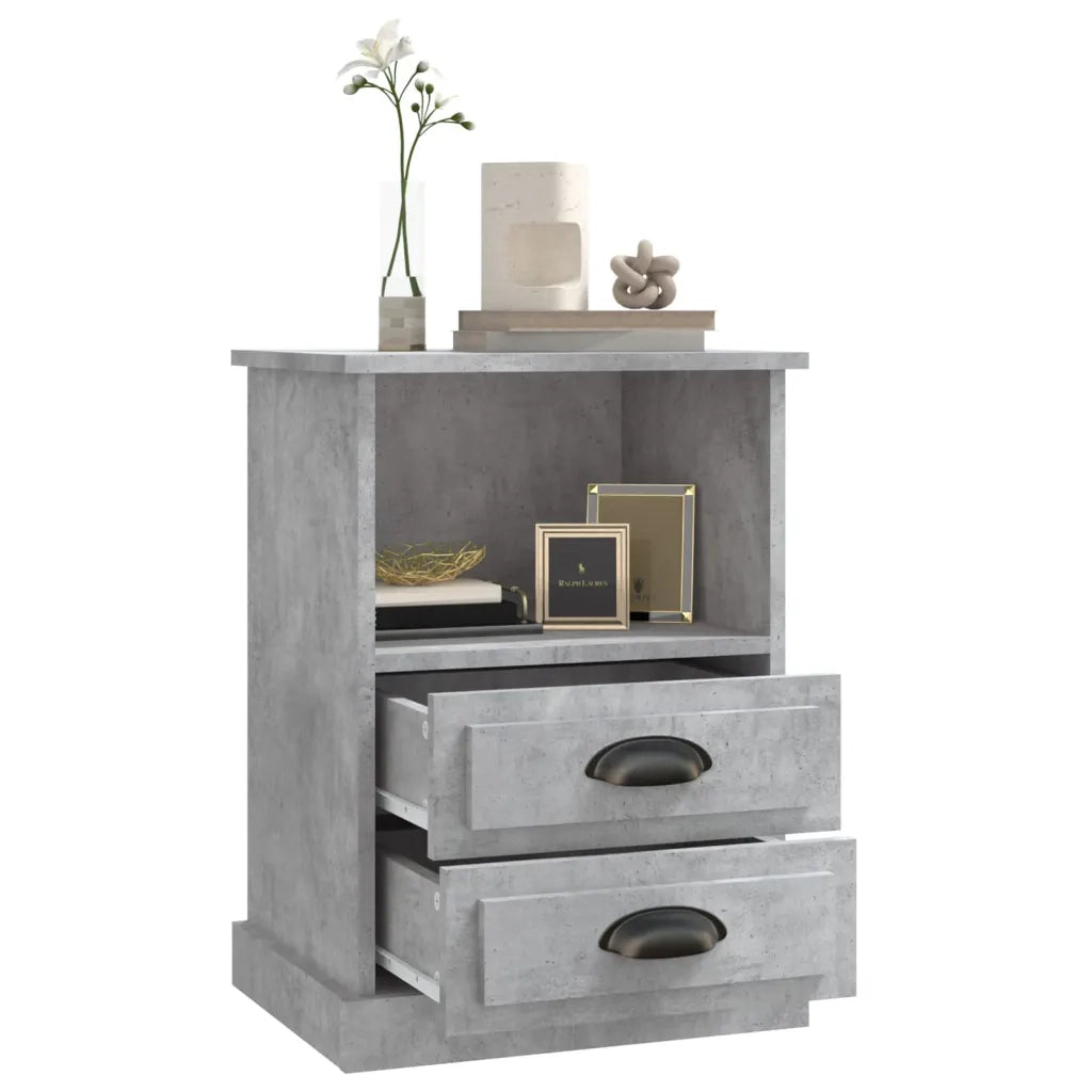 Set di 2 Comodini | Armadio da Notte | Mobiletto da notte Grigio Cemento 43x36x60 cm