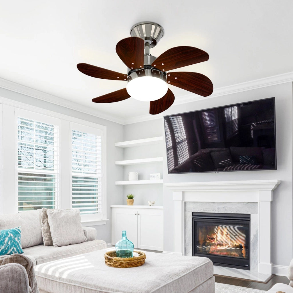 ZMH Ventilatore a Soffitto con Luce e Telecomando 6 Pale 75cm Silenzioso Timer per Camera da Letto Senza Lampadina