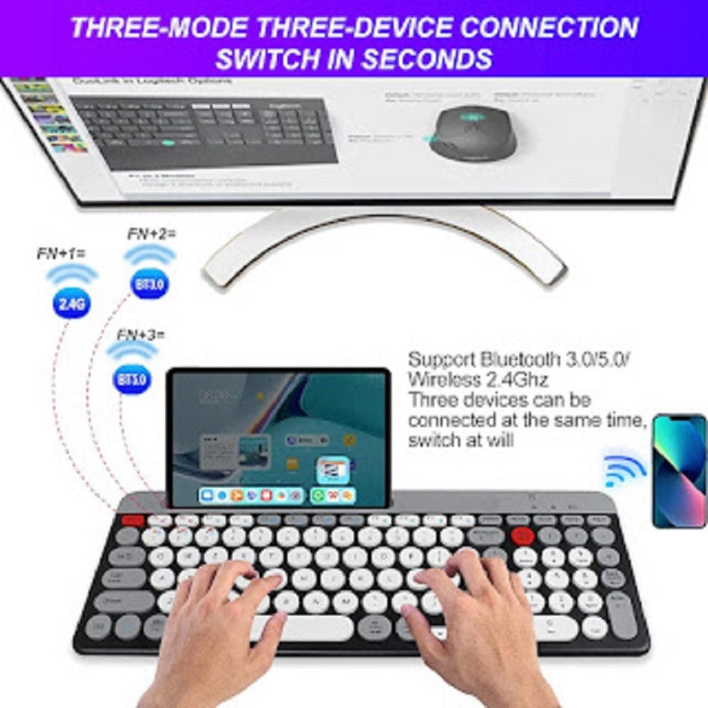 Trade Shop - Tastiera Wireless Bluetooth Dual Modes Layout Compatto Ultra Silenzioso Qk8066 -