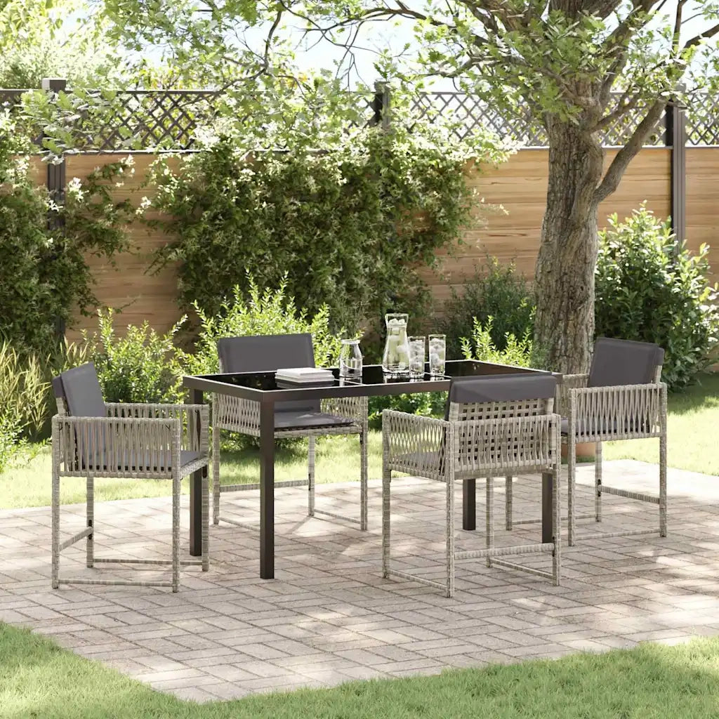 Set da Pranzo per Giardino 5 pcs Grigio chiaro polyrattan 3380762