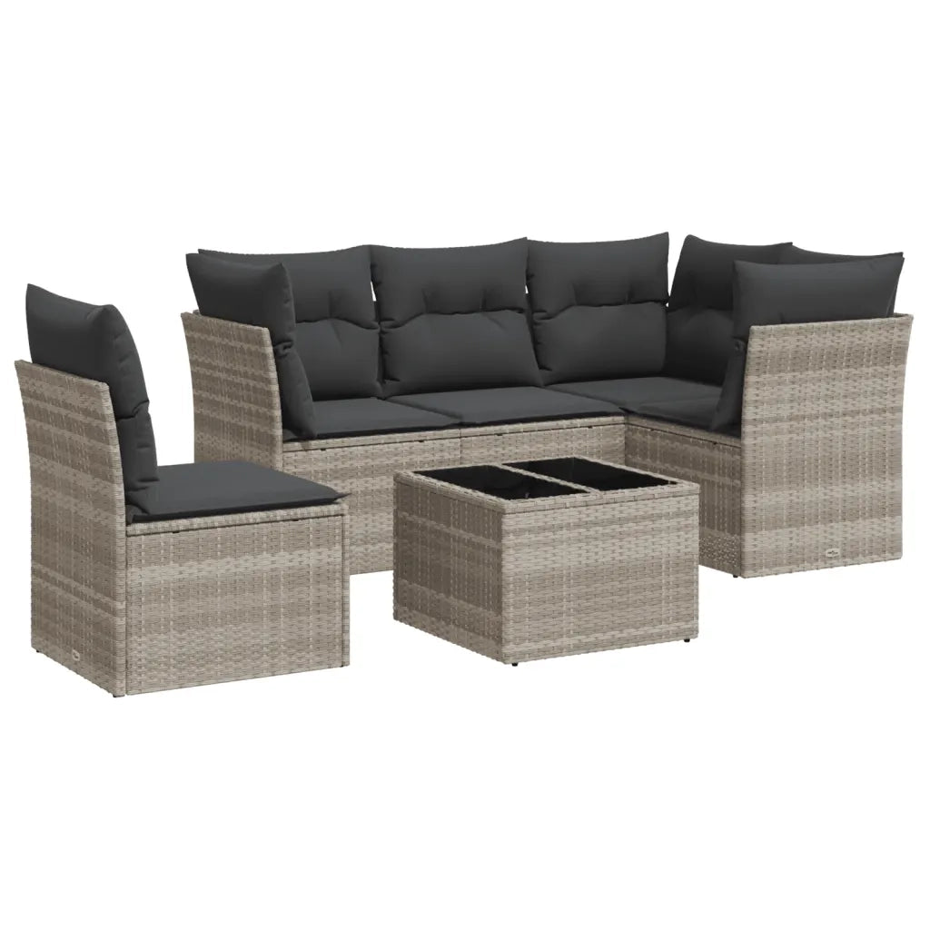 Set Divano da Giardino 6pz con Cuscini Grigio Chiaro Polyrattan 3217652
