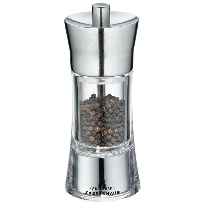 Zassenhaus 035285 Aachen Macinapepe in Acrilico e Acciaio Inox con Meccanismo in Ceramica Regolabile da Fine a Grosso colore Acciaio Inox
