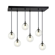 Lampadario Emibig COSMO 6xE14 nero vetro trasparente