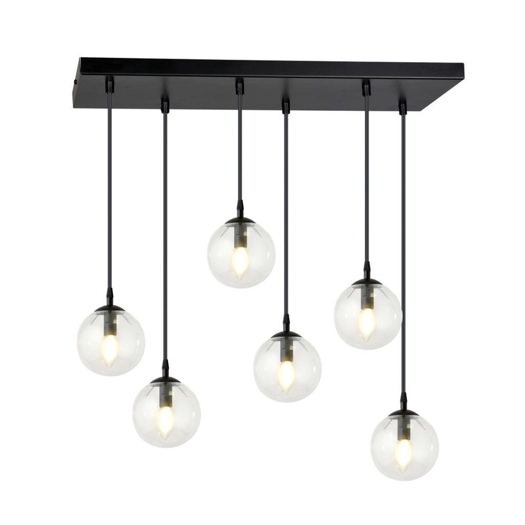 Lampadario Emibig COSMO 6xE14 nero vetro trasparente