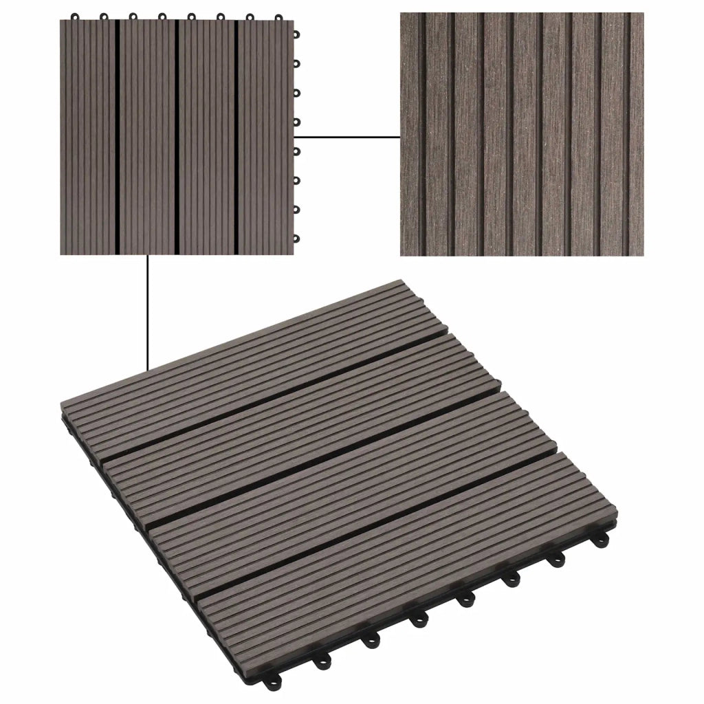 Piastrella per Decking 22 pcs Marrone Scuro 30 x 30 cm WPC 3444833