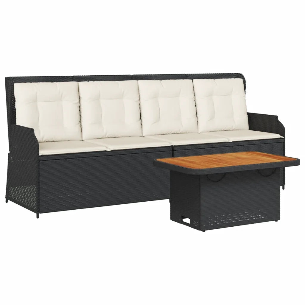 Set Divani da Giardino 3 pz con Cuscini Nero in Polyrattan 3262443
