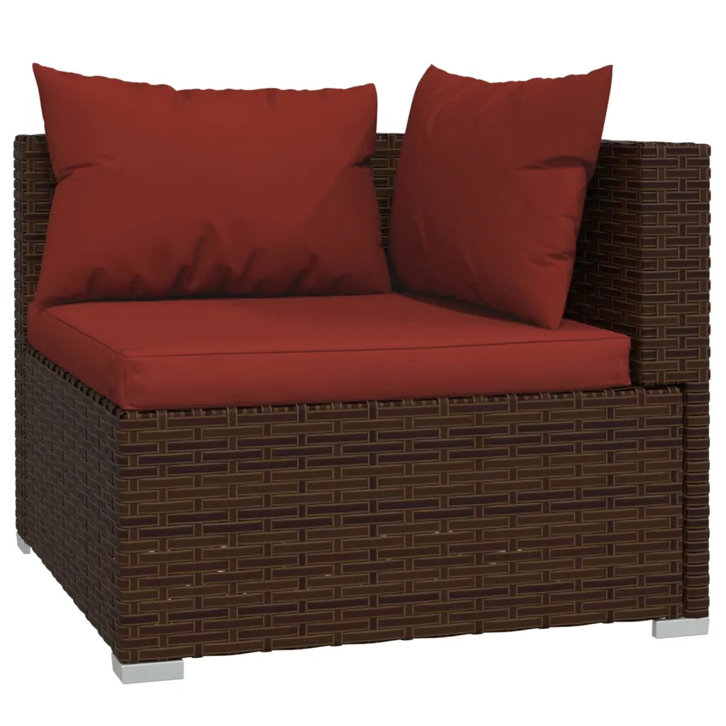 Set Divani da Giardino 7 pz con Cuscini in Polyrattan Marrone 3101747