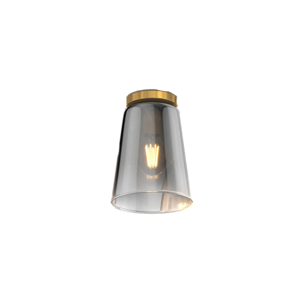 Plafoniera Contemporanea Shaded Metallo Ottone Vetro Cromo 1 Luce E27