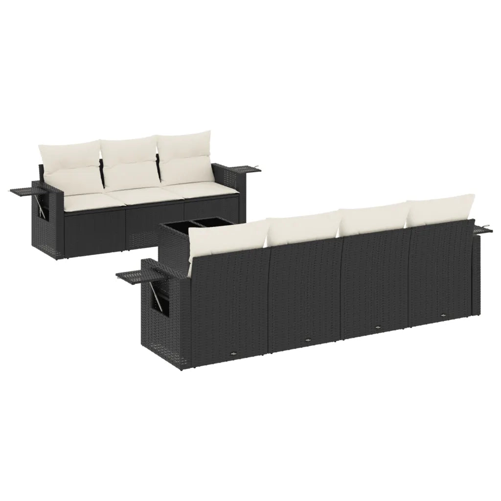 Set Divani da Giardino con Cuscini 8 pz Nero in Polyrattan