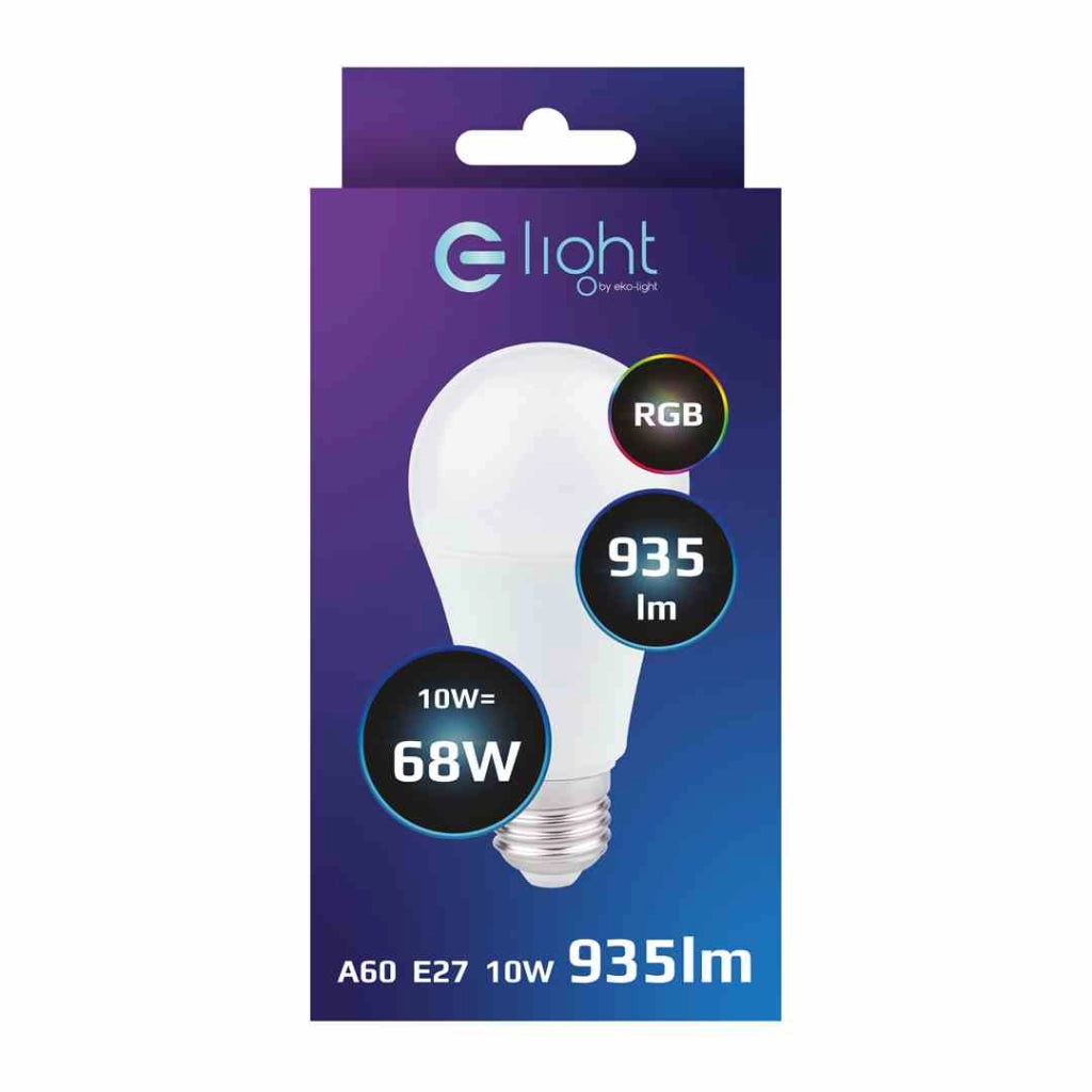 Lampadina LED RGB 10W E27 Eko-Light EK8049 bianca con telecomando