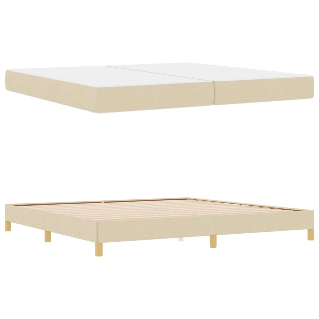 Letto a molle con materasso Crema 200 x 200 cm Tessuto