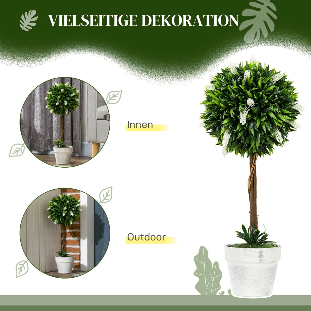 Set 2 Piante Artificiali Lavanda ¨C Xylo ¨C 60 cm con Vaso e Muschio Bianco