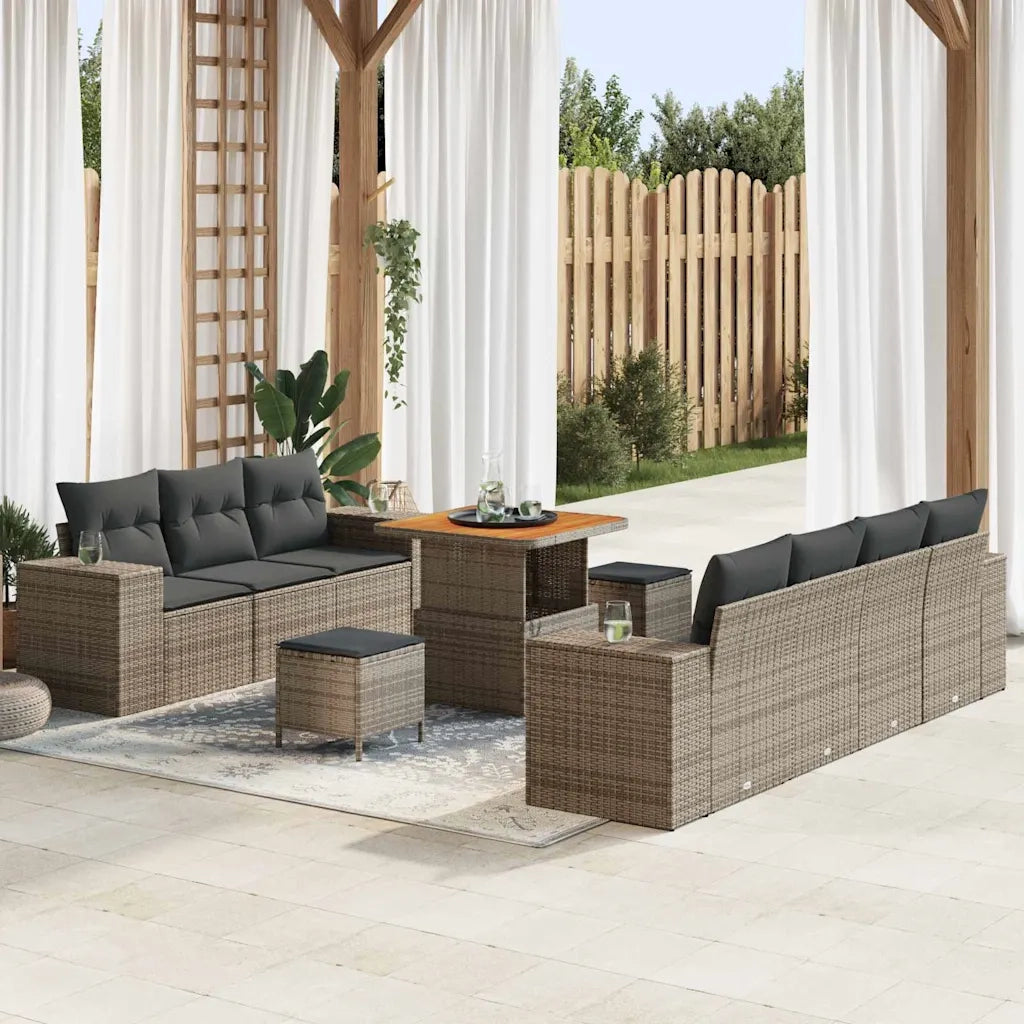 Set Divano da Giardino 10 pcs Grigio polyrattan 3361968