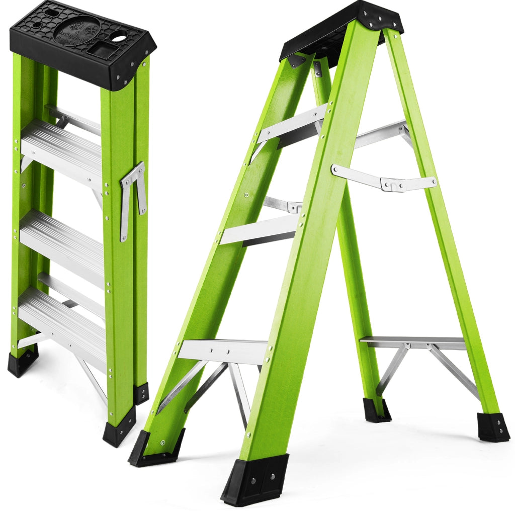 Scala a pioli ULEVR in vetroresina non conduttiva, portata 150 kg, piedini antiscivolo, verde