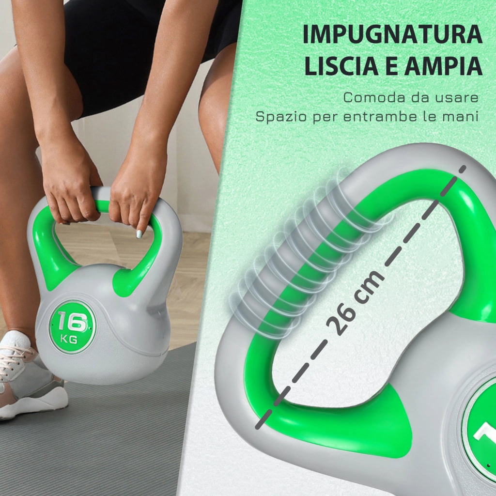 Kettlebell 16 kg ¨C Minimal ¨C Verde Sabbia 27x17x31 cm