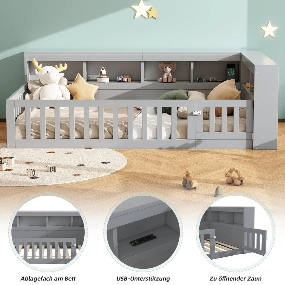 Divano Letto con Contenitore e Doghe ¨C MINIMAL ¨C Grigio 90x200