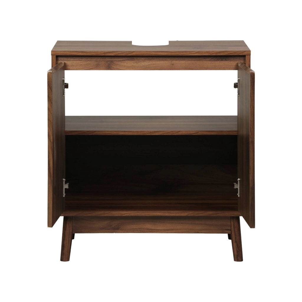 Mobile sottolavabo scandinavo a 2 ante effetto legno, noce